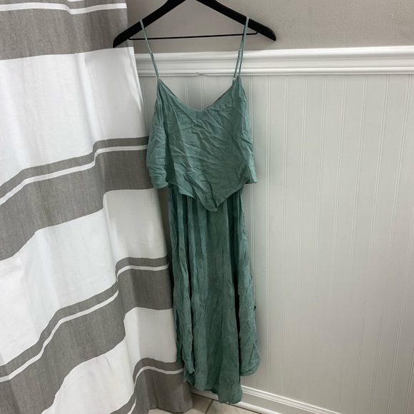 BLUE LIFE Green Teal Acid Wash Sleeveless Side Slit Asymmetrical Dress XS - Picture 3 of 12